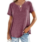 Sherrylily Women V Neck T Shirts Casual Summer Tops Tees Loose Fit Tunics
