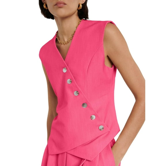 Sherrylily Women Waistcoat Vest Sleeveless Blazers V Neck Button Up Work Office Vests