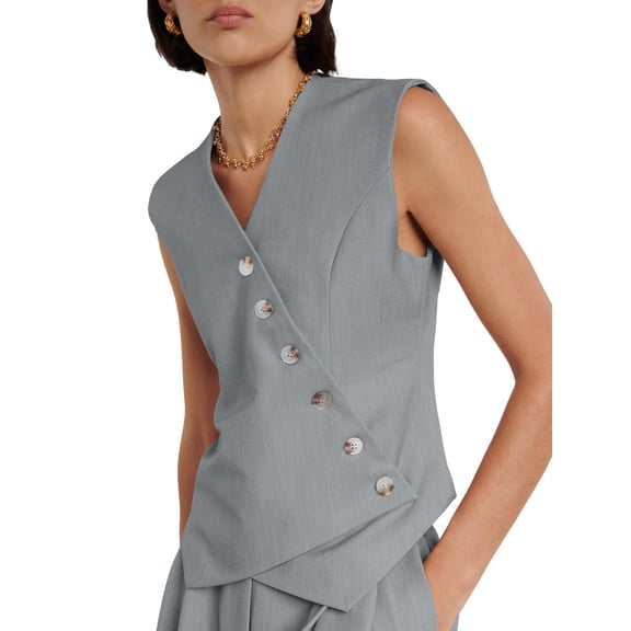 Sherrylily Women Waistcoat Vest Sleeveless Blazers V Neck Button Up Work Office Vests