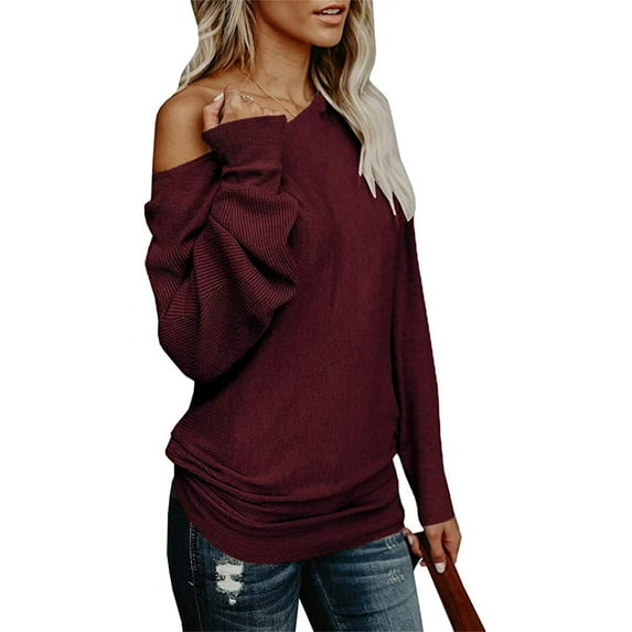 Sherrylily Women's Off The Shoulder Sweater Long Sleeve Oversized Knit Tops