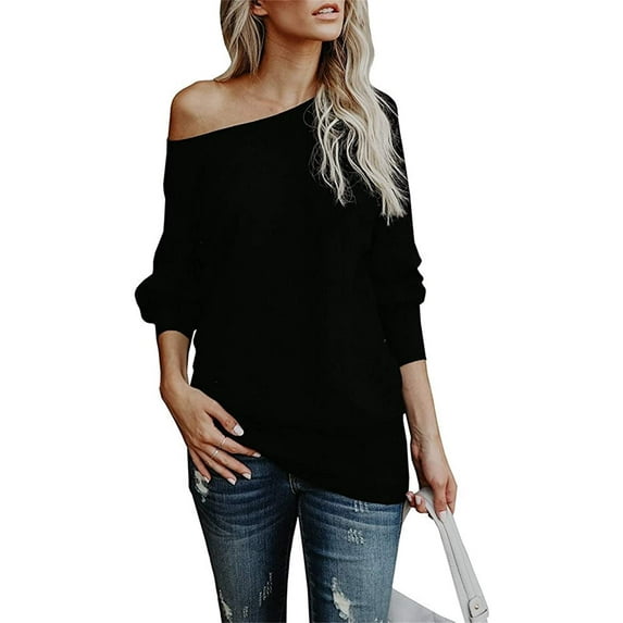 Sherrylily Women's Off The Shoulder Sweater Long Sleeve Oversized Knit Tops