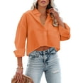 thumbnail image 1 of Sherrylily Womens Button Down Cropped Crop Tops Lapel Shirt with Chest Pocket, 1 of 5