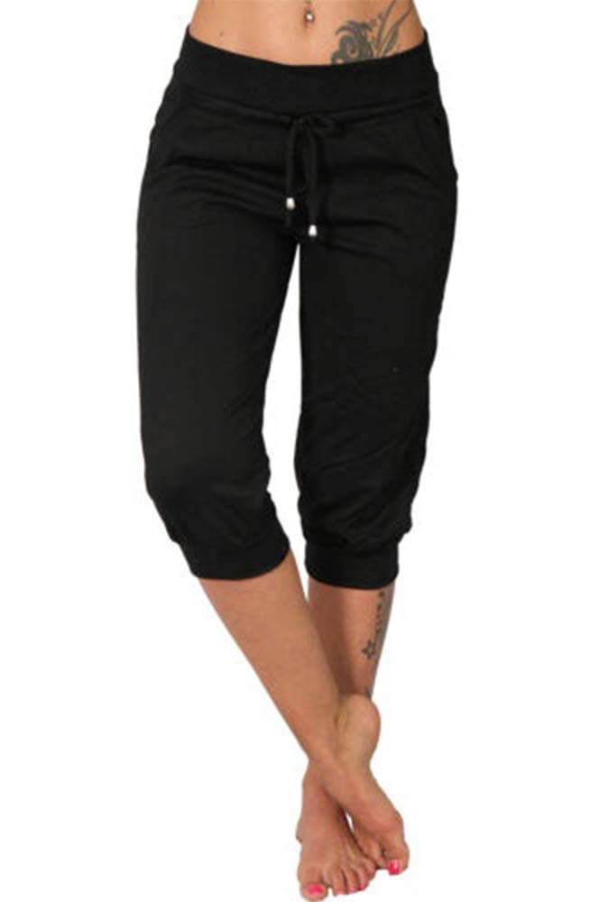 Sherrylily Womens Capri Yoga Pants Loose Drawstring Pajama Pants with ...