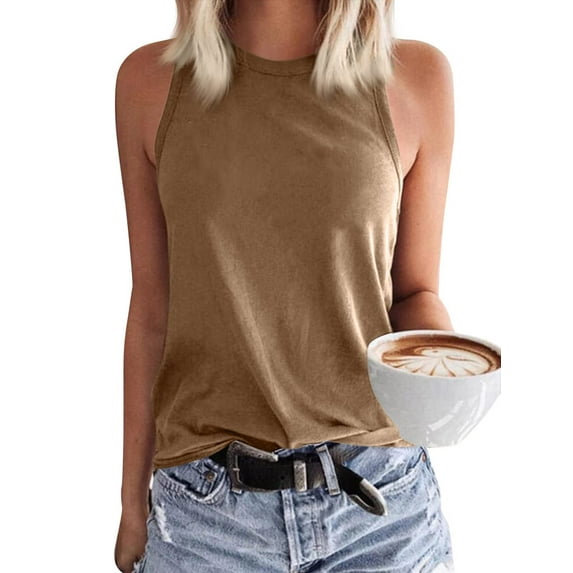 Sherrylily Womens Crew Neck Tank Tops Casual Loose Fit Sleeveless Shirt S-2XL