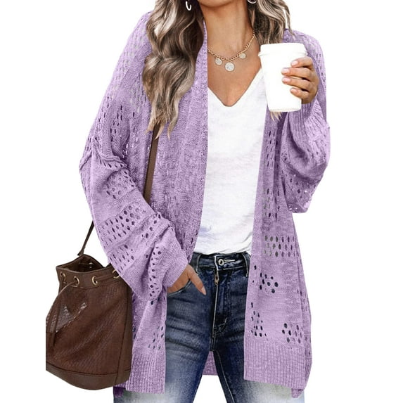 Sherrylily Womens Crochet Cardigan Sweater Oversized Summer Open Front Outwear