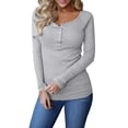 thumbnail image 1 of Sherrylily Womens Long Sleeve Henley Shirts Ribbed Button Down Casual Tunic Tops, 1 of 1
