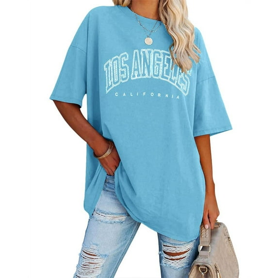 Sherrylily Womens Oversized Los Angeles California T Shirts Half Sleeve Summer Loose Tunic Tops S-2XL