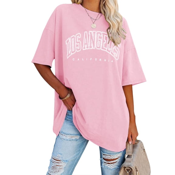 Sherrylily Womens Oversized Los Angeles California T Shirts Half Sleeve Summer Loose Tunic Tops S-2XL