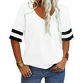 thumbnail image 1 of Sherrylily Womens Plus Short Sleeve Striped Print T-shirt Plus Size Basic Tops, 1 of 7