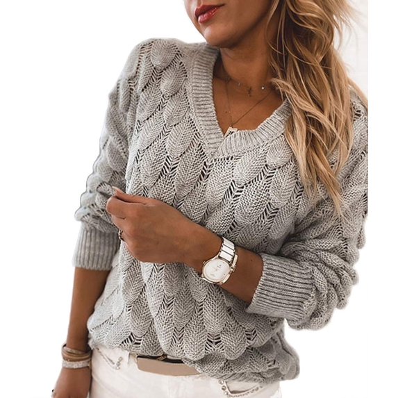 Sherrylily Womens V Neck Long Sleeve Pullover Sweater Lightweight Knit Sweaters