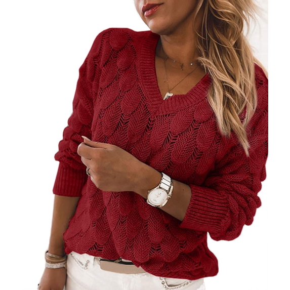 Sherrylily Womens V Neck Long Sleeve Pullover Sweater Lightweight Knit Sweaters