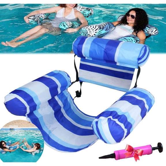 XIAOLONGP Aqualounge,Outdoor Swimming Pool Inflatable Leisure Lounge Chairs for Adults,Plant Pattern Floating Mat Hammock for Beach