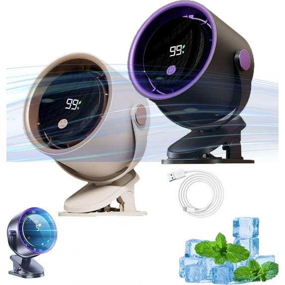 Sherum Chillblast, Airacool Chillblast, Airacool Chill Blast, Powerful Portable Fan Rechargeable, Quiet Digital Display Portable Fans, Clip-On Electric Fan for Office Desk Outdoor Travel (mix)