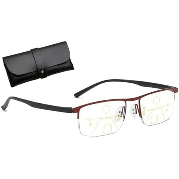 Sherum Intellireaders, Sherum Intelligent Reading Glasses for Men, Progressive Far and Near Dual-Use Reading Glasses (2.0 x,Red)