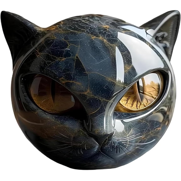 Sherum/Pubyfun/Glosrity Atelier Cat,Sherum/Pubyfun/Glosrity Black at Stone Sculpture,Hand-Carved and Healing Stones Carved,Black Cat Stone Sculpture Cats Figurine Decoration