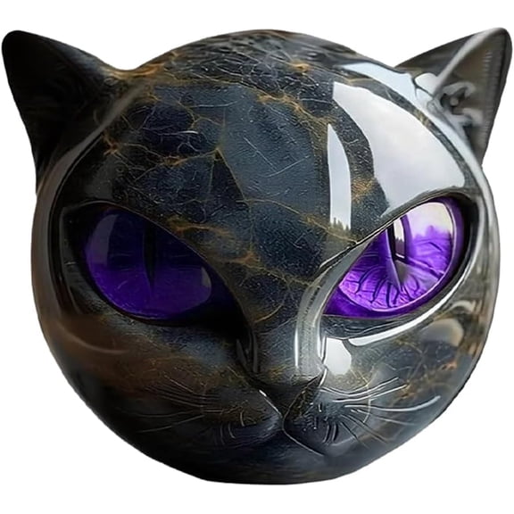 Sherum/Pubyfun/Glosrity Atelier Cat,Sherum/Pubyfun/Glosrity Black at Stone Sculpture,Hand-Carved and Healing Stones Carved,Black Cat Stone Sculpture Cats Figurine Decoration