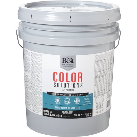 Sherwin-Williams Co. Do it Best Color Solutions 100% Acrylic Latex Self-Priming Satin Exterior House Paint - Pack of 4