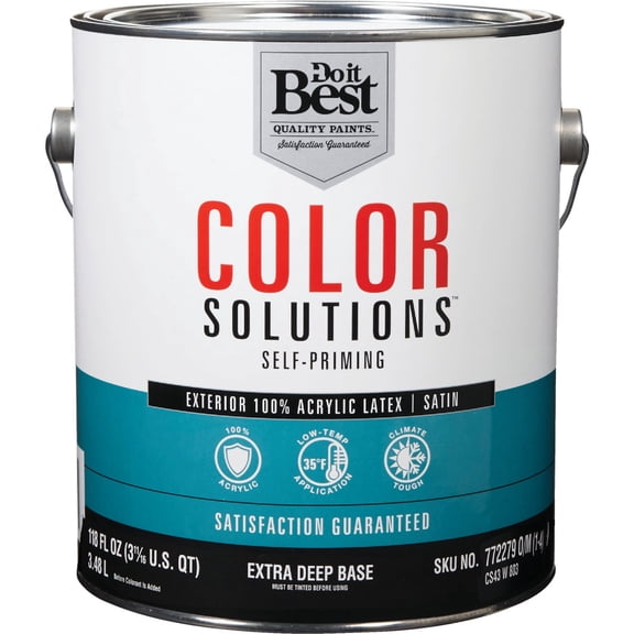 Sherwin-Williams Co. Do it Best Color Solutions 100% Acrylic Latex Self-Priming Satin Exterior House Paint - Pack of 8