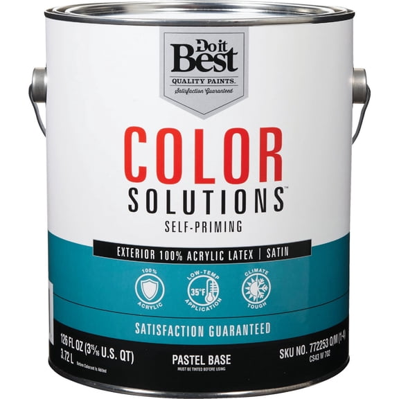 Sherwin-Williams Co. Do it Best Color Solutions 100% Acrylic Latex Self-Priming Satin Exterior House Paint - Single Pack