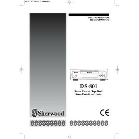 Instruction Manual ONLY for Sherwood DS-801 Tape Deck Owners Instruction Manual REPRINT