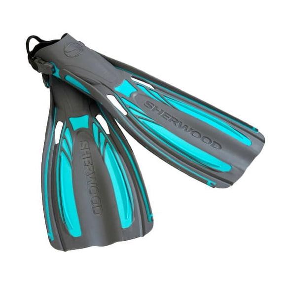 Sherwood Tiffany Blue Elite Scuba Diving Snorkeling Fin Adjustable Open Heel Fins