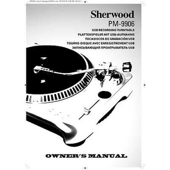 Instruction Manual ONLY for Sherwood PM-9906 Turntable Owners Instruction Manual REPRINT