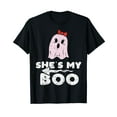 thumbnail image 1 of Shes My Boo Cute Matching Couple Halloween Costume Boyfriend T-Shirt, 1 of 5