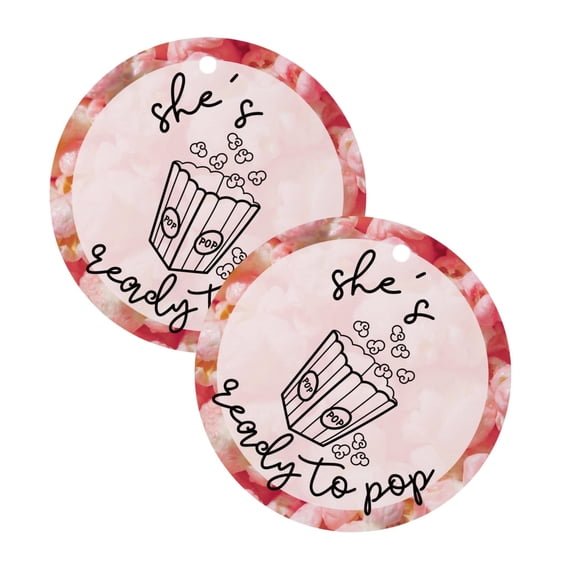 Shes Ready to Pop Popcorn Bags Sticker Labels for Baby Shower  30pk 2.5 Circle Tag Label About to Pop It When She Pops Favors Blue Pink Champagne