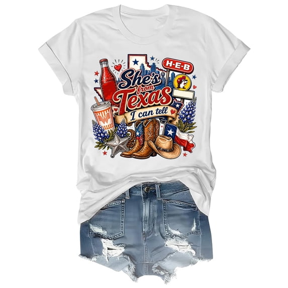 Shes from Texas I Can Tell Shirt, Women’s Texas Pride Graphic Tee for Cowgirl Country Gift