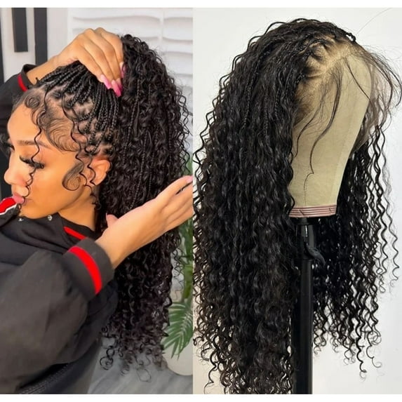 Sheshopperhairplace Full Lace 250 Density Human Hair Bohemian Braids - Color 27, Waist Length, Large