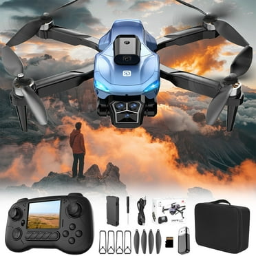 Shetay Drone With 1080P Screen Remote Control Brushless Motor And Cool Lights Drones With Storage Card RC Quadcopter Altitude Hold Obstacle Avoidance For Kids Adults
