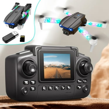 Shetay Drone With Camera Remote Control With Screen Display And Cool LED Light 2.4G RC Quadcopter Altitude Hold For Kids Adults