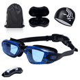 thumbnail image 1 of Shetinar Swim Goggles Waterproof Fitted Track with Storage Pouch, Ear Plugs, Swim Cap and Case, Goggles in Swimming for Teen Youth Adult Women Men Kids Blue., 1 of 8