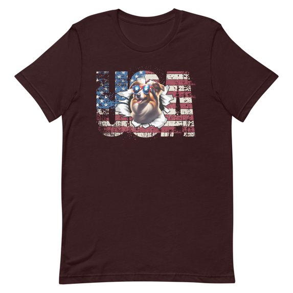 Shetland Sheepdog 4th July Memorial Day USA (Oxblood Black, M)