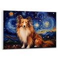 thumbnail image 1 of Shetland Sheepdog Dog Canvas Van Gogh Starry Night Wall Art Gifts Canvas Wall Art Frame Music Artist Customized Canvas Framed Photo Art Work For The Bedroom(Gifts For Dog Lover ), 1 of 6