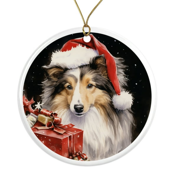 Shetland Sheepdog Dog Ornament - Pet Ornament for Christmas Tree - 3" Round Ceramic - Printed in USA - Puppy New Dog - Dog Mom - Dog Dad - Pet Owner - Xmas Decoration DOG0181
