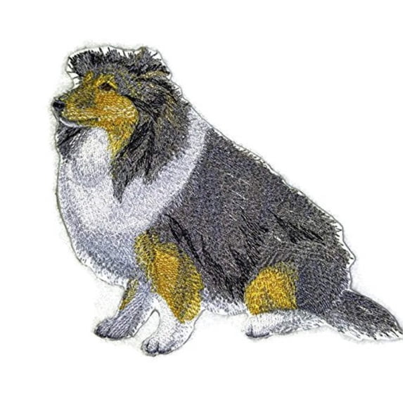 Shetland Sheepdog Embroidered Iron On/Sew patch [5" x 4.5"]