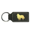thumbnail image 1 of Shetland Sheepdog Keychain Leatherette Rectangle - Laser Engraved - Many Colors - Key Chain Ring - dog canine pet - Black / Gold, 1 of 2