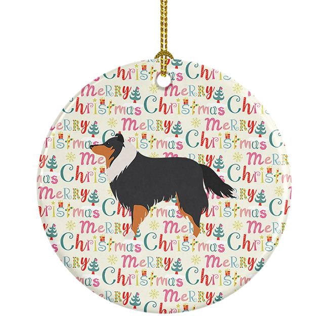 Sheltie/Shetland Sheepdog Merry Christmas Ceramic Ornament 2.8 in x 2.8 in