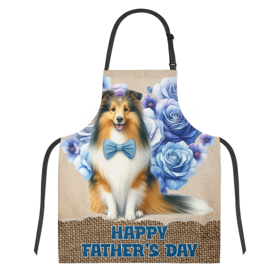 Shetland Sheepdog Proud Dad Happy Father's Day Apron Sheltie Dog Lover Gifts for Cooking Grilling Baking Painting Gardening - 02008