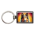 thumbnail image 1 of Shetland Sheepdog Sheltie Dog Pop Art Metal Rectangle Keychain, 1 of 7