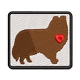 thumbnail image 1 of Shetland Sheepdog Sheltie Dog with Heart Applique Multi-Color Embroidered Hook & Loop Patch - 3 Inch Medium, 1 of 5