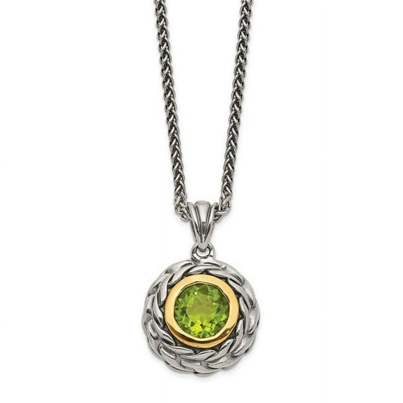 Shey Couture QTC1463 Sterling Silver with 14K Gold Peridot Necklace
