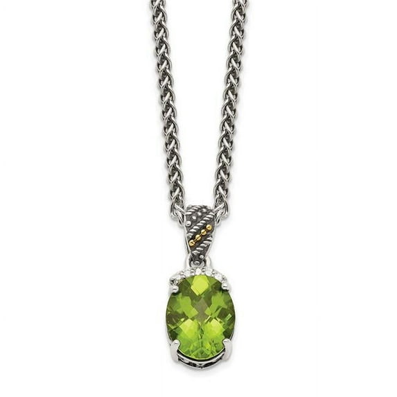 Shey Couture QTC1469 Sterling Silver with 14K Gold Peridot & Diamond Necklace