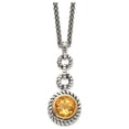thumbnail image 1 of Shey Couture Sterling Silver Gold-tone Flash Gold-plated 18 Inch Antiqued Round Bezel Citrine Necklace QTC29, 1 of 5