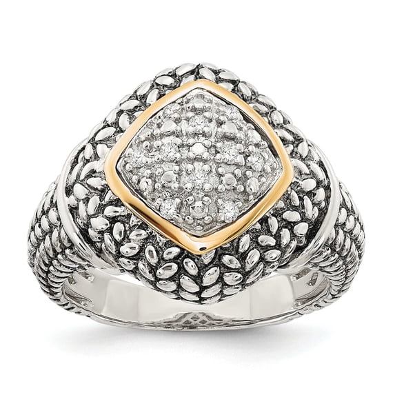 Shey Couture QTC547-7 Sterling Silver with 14K Gold 0.1 CT Diamond Ring - Size 7