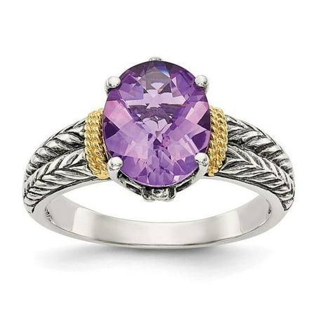 Shey Couture QTC721-6 Sterling Silver with 14K Gold Amethyst Ring - Size 6