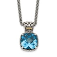 thumbnail image 1 of Shey Couture QTC782 Sterling Silver with 14K Gold Blue Topaz Necklace - Antiqued & Polished, 1 of 3
