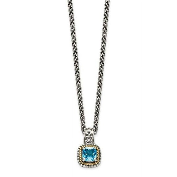 Shey Couture QTC799 Sterling Silver with 14K Gold Blue Topaz Necklace, Antiqued