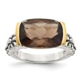 thumbnail image 1 of Shey Couture Sterling Silver with 14K Accent Antiqued Cushion Checkerboard Smoky Quartz Ring, 1 of 6